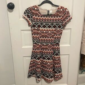 ☀️ Divided Southwestern Print Skater Dress